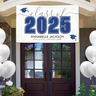 Simple Class Of 2025 Blue Graduation Party Banner