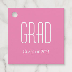 Simple Class of 2025 Graduation Party Cute Pink Favour Tags