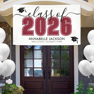 Simple Class Of 2025 Red Graduation Party Banner