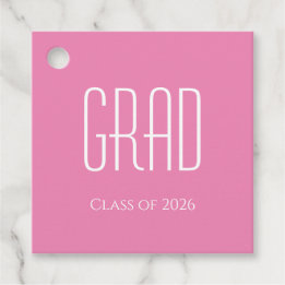 Simple Class of 2026 Graduation Party Cute Pink Favour Tags