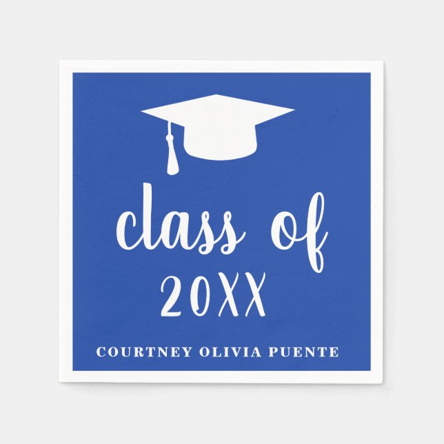 Simple Class Of Mortar Board Modern Graduation Napkin (Front)