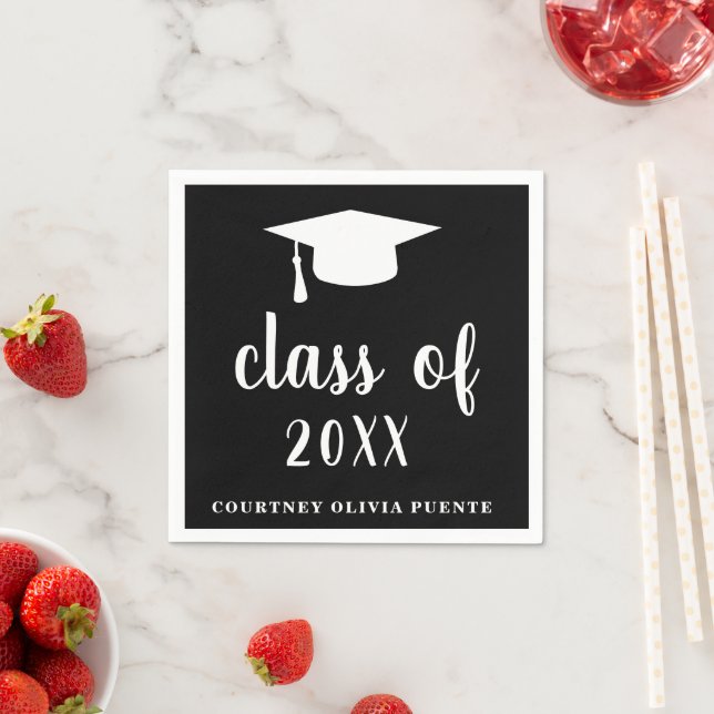 Simple Class Of Mortar Board Modern Graduation Napkin (Insitu)