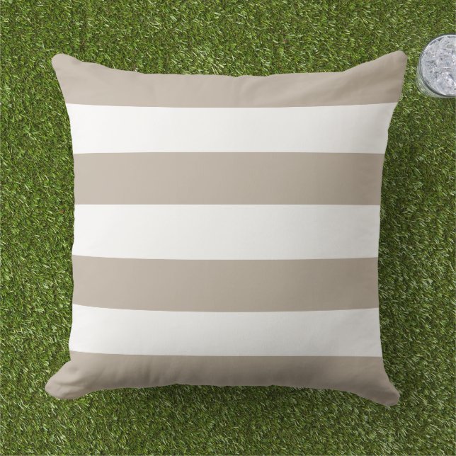 Simple Classic Beige Horizontal Stripes Cushion (Grass)