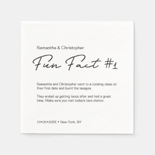 SImple Classic Black and White fun fact Wedding Napkin