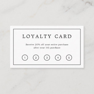 Simple Classic Black and White Monogram Border Loyalty Card