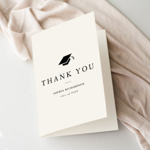 Simple Classic Black and White Photo Graduation Thank You Card