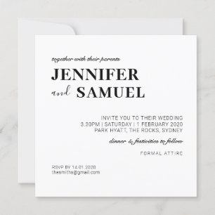 Simple Classic Black and White Wedding Invitation