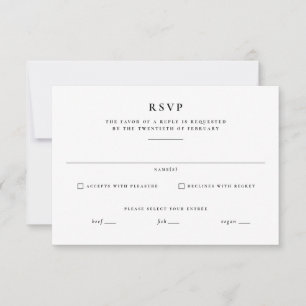 Simple classic black and white wedding RSVP card