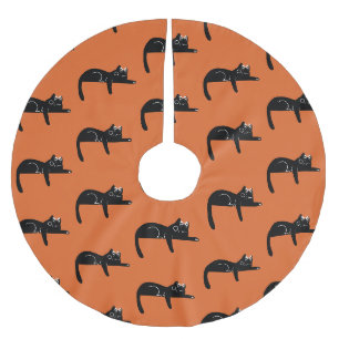 Simple Classic Black Cat Holiday Brushed Polyester Tree Skirt