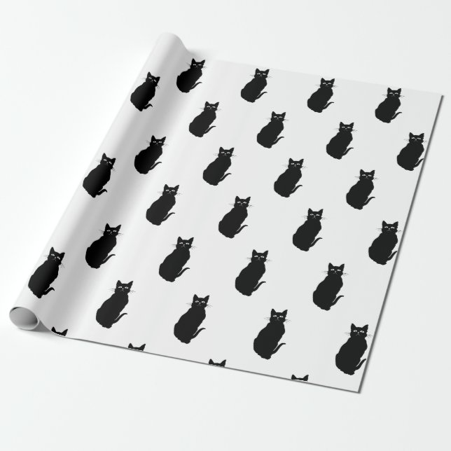 Simple Classic Black Cat Wrapping Paper (Unrolled)