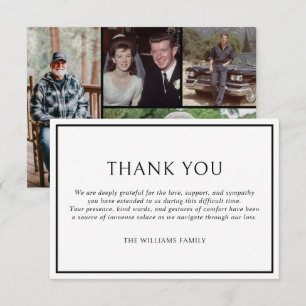 Simple Classic Black Frame Funeral Sympathy Photos Thank You Card