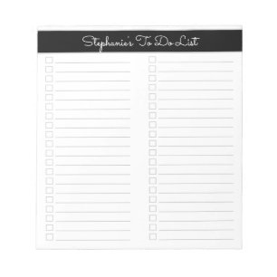 Simple Classic Black Grey Two Column Checklist Notepad