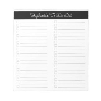 Simple Classic Black Grey Two Column Checklist Notepad