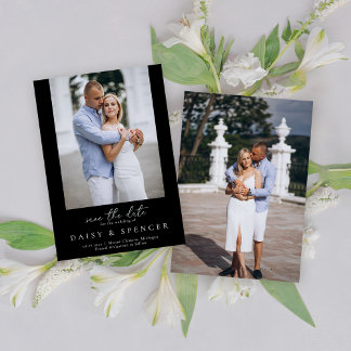 Simple Classic Black Modern Photo Wedding Save The Date