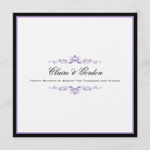 Simple Classic Black & Purple Wedding Invitation