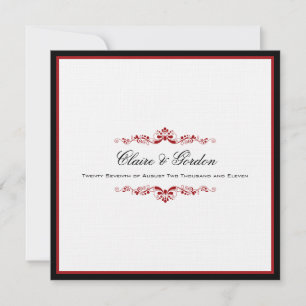 Simple Classic Black & Red Wedding Invitation