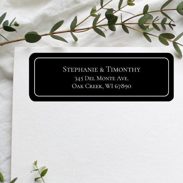 Simple Classic Black Wedding Return Address (Effortlessly manage wedding correspondence with our simple return labels, ensuring seamless mailing.)