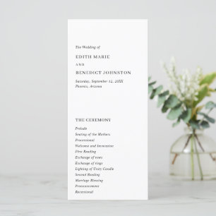 Simple Classic Black White Elegant Modern Wedding Programme