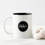 Simple Classic Black white Grey Custom Monogram  Two-Tone Coffee Mug<br><div class="desc">Enjoy your favourite beverage in style with this simple yet classic custom monogram mug. Featuring a sleek round, black, white, and grey monogram design, this mug can be personalised with your initial for a sophisticated touch. Perfect for home or office use, it also makes an excellent gift for friends and...</div>