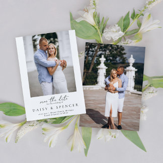 Simple Classic Black & White Photo Wedding Save The Date