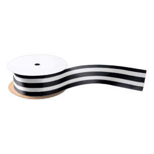 Simple Classic Black & White Stripes 1.5” 2 Yard Satin Ribbon