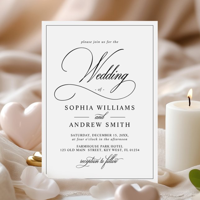 Simple Classic Black & White Wedding Invitation (Creator Uploaded)
