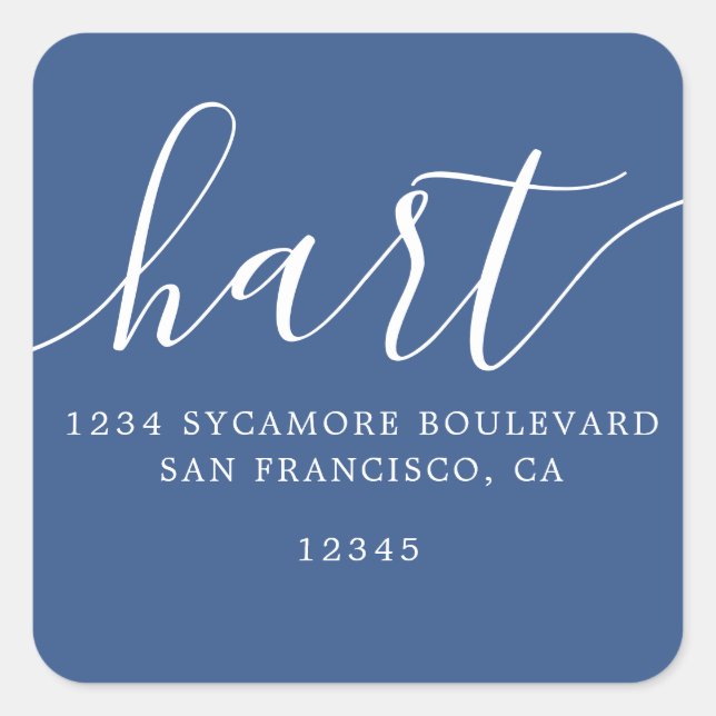 Simple Classic Blue Family Return Address Label (Front)