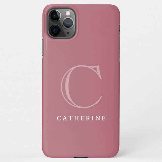 Simple Classic Blush Pink Script Monogram iPhone Case (Back)
