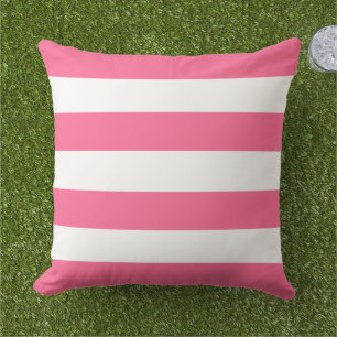 Simple Classic Bright Pink Horizontal Stripes Cushion