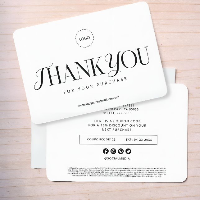 Simple Classic Business Promo Coupon Ad Campaign Thank You Card (Creator Uploaded)