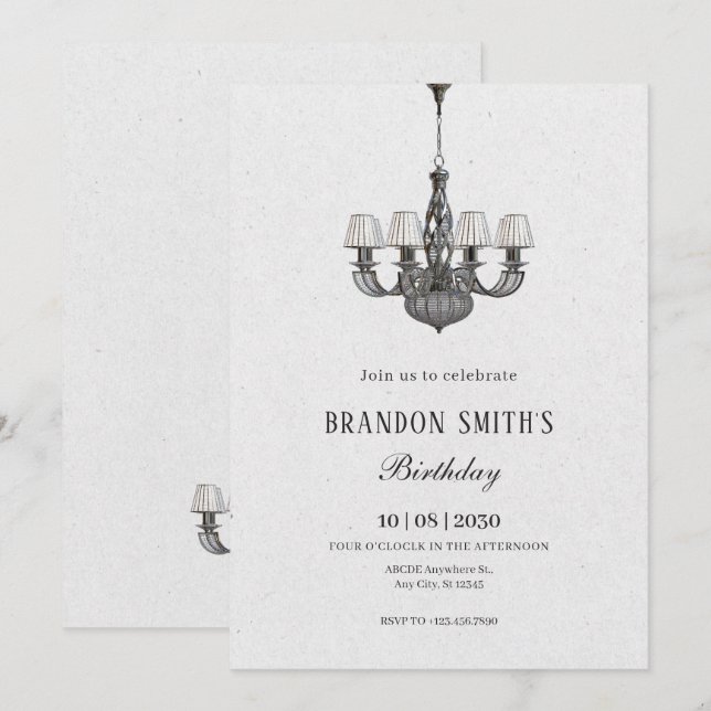 Simple classic chandeliers interor decor  invitation (Front/Back)