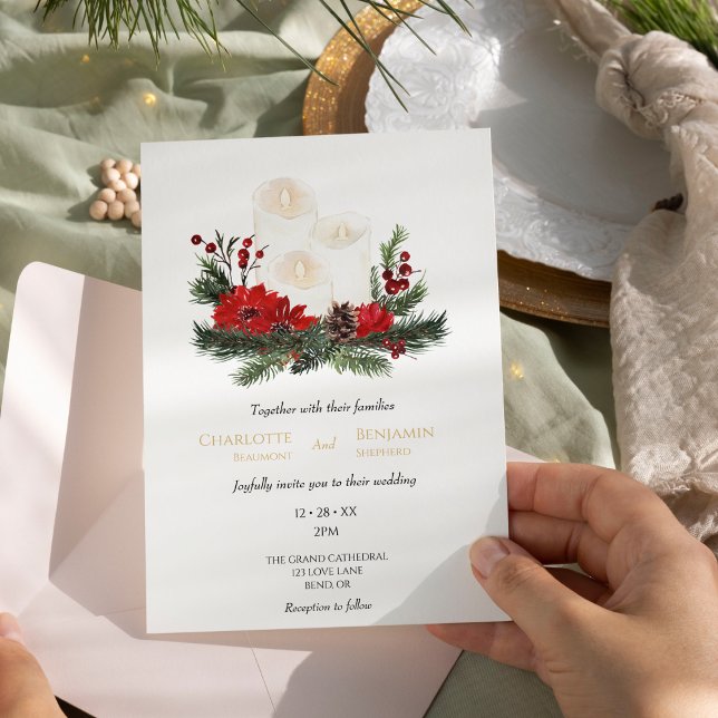 Simple Classic Christmas Modern Minimal Wedding Invitation (Creator Uploaded)