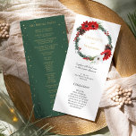 Simple Classic Christmas Modern Wedding Programme<br><div class="desc">This simple classic Christmas modern wedding program features a clean, bright white backdrop with simple, minimalist black and gold lettering and handwritten calligraphy accents. Embellishments of beautiful and classic green and red Christmas wreaths with delicate gold features create a perfect winter holiday aesthetic while maintaining a polished elegance for your...</div>