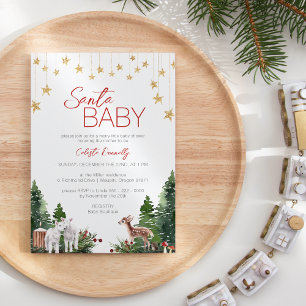Simple Classic Christmas Santa Baby Shower Invitation