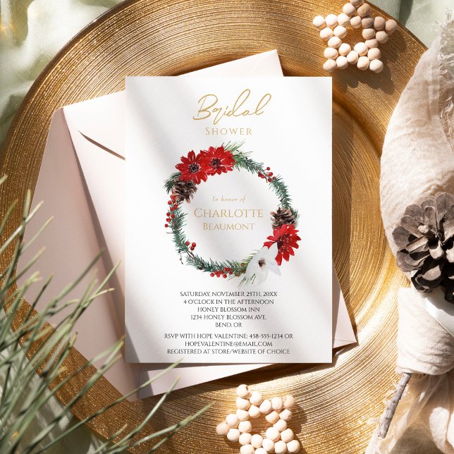 Simple Classic Christmas Wedding Bridal Shower Invitation (Creator Uploaded)