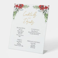 Simple Classic Christmas Wedding Drinks Bar Sign