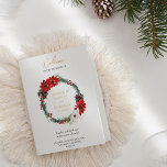 Simple Classic Christmas Wedding Folded Program Programme<br><div class="desc">This simple classic Christmas wedding folded program features a clean, bright white backdrop with simple, minimalist black and gold lettering and handwritten calligraphy accents. Embellishments of beautiful and classic green and red Christmas wreaths with delicate gold features create a perfect winter holiday aesthetic while maintaining a polished elegance for your...</div>