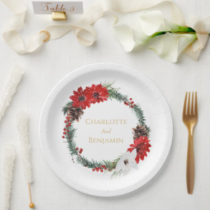 Simple Classic Christmas Wedding Paper Plate
