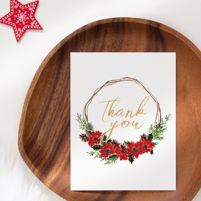 Simple Classic Christmas White Baby Shower Thank You Card (Creator Uploaded)