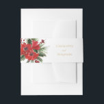 Simple Classic Christmas White Wedding Invitation Belly Band<br><div class="desc">This simple classic Christmas white wedding invitation belly band features a clean, bright white backdrop with simple, minimalist black and gold lettering and handwritten calligraphy accents. Embellishments of beautiful and classic green and red Christmas wreaths with delicate gold features create a perfect winter holiday aesthetic while maintaining a polished elegance...</div>