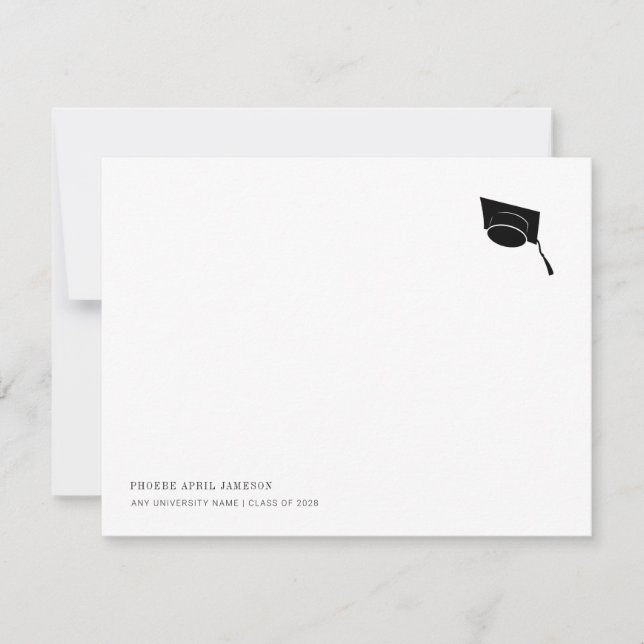 Simple Classic Class of Grad Mortar Cap Graduation Card (Front)