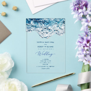 simple classic coastal summer photo acrylic invitations