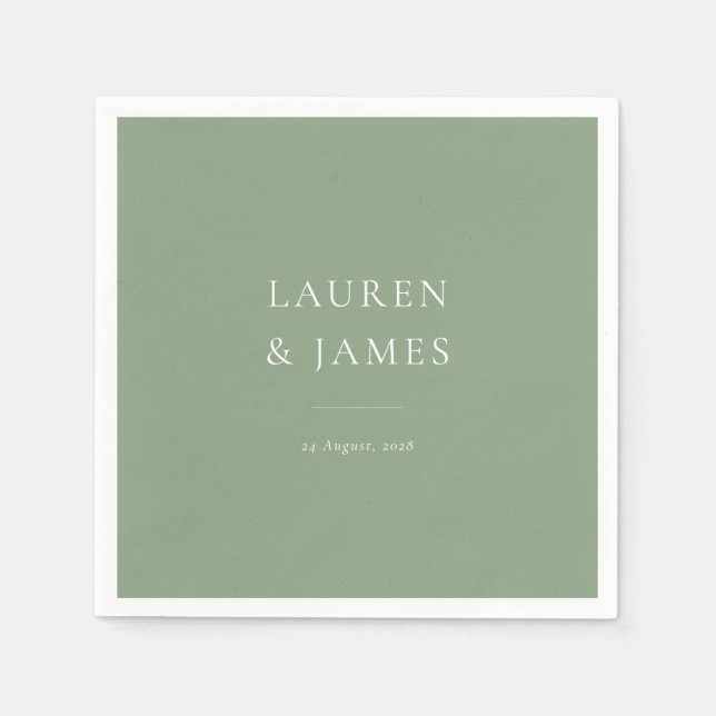 Simple Classic Couples Name & Date Wedding Napkin (Front)