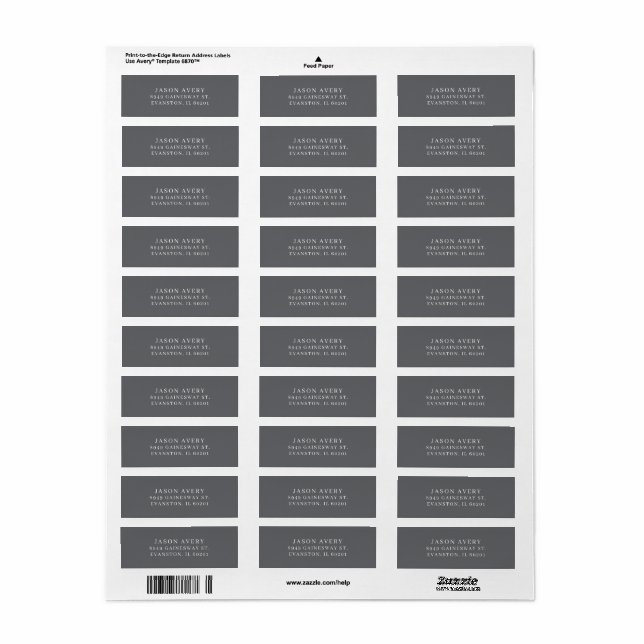 Simple Classic DarkGray Return Address Text Based  (Full Sheet)