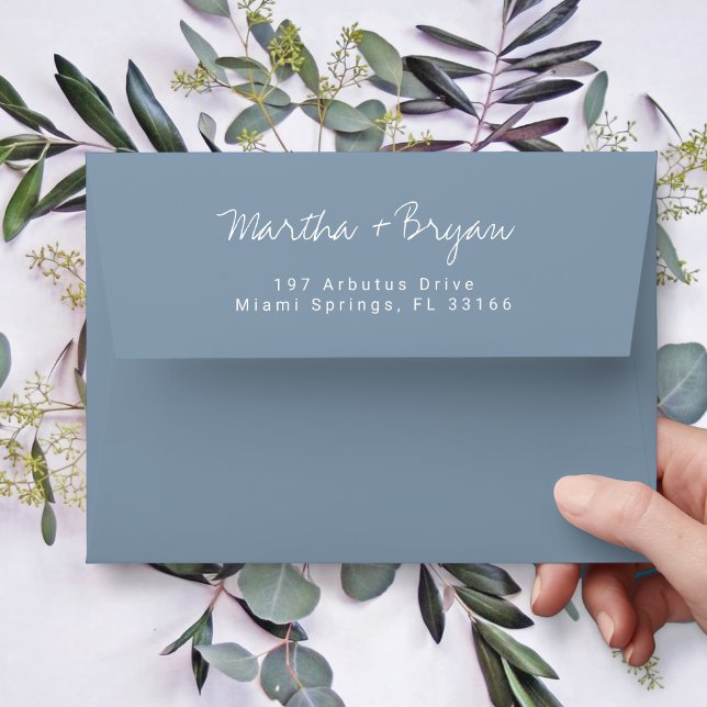 Simple Classic Dusty Blue Modern Wedding Envelope (Creator Uploaded)