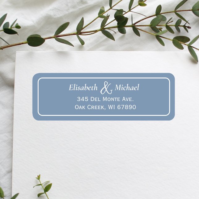 Simple Classic Dusty Blue Wedding Return Address (Personalize the label to match your unique wedding style leaving a lasting impression on your guests)
