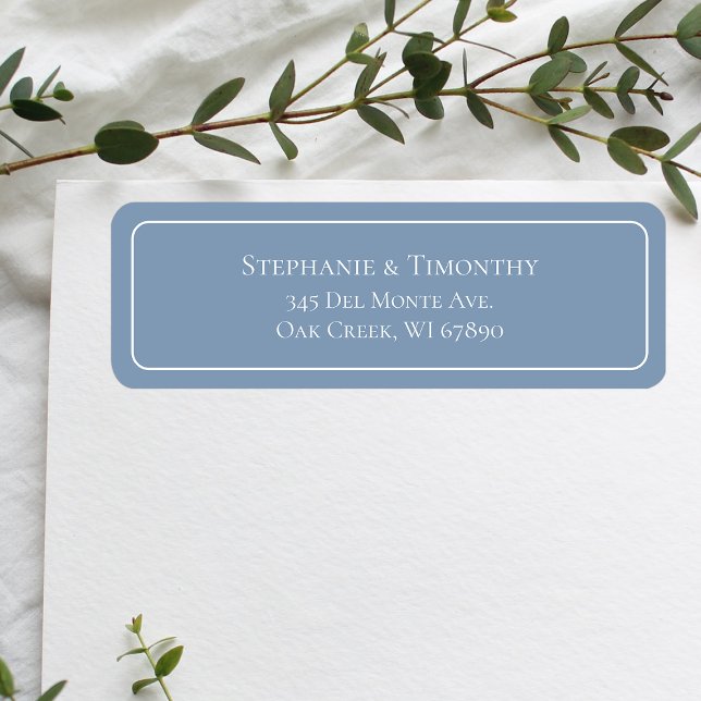 Simple Classic Dusty Blue Wedding Return Address (Effortlessly manage wedding correspondence with our simple return labels, ensuring seamless mailing.)