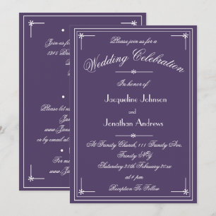 Simple Classic Dusty Purple All In One Wedding Invitation