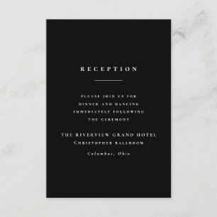 Simple classic elegant black wedding reception enclosure card
