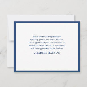 Simple Classic Elegant Blue Memorial Bereavement Card